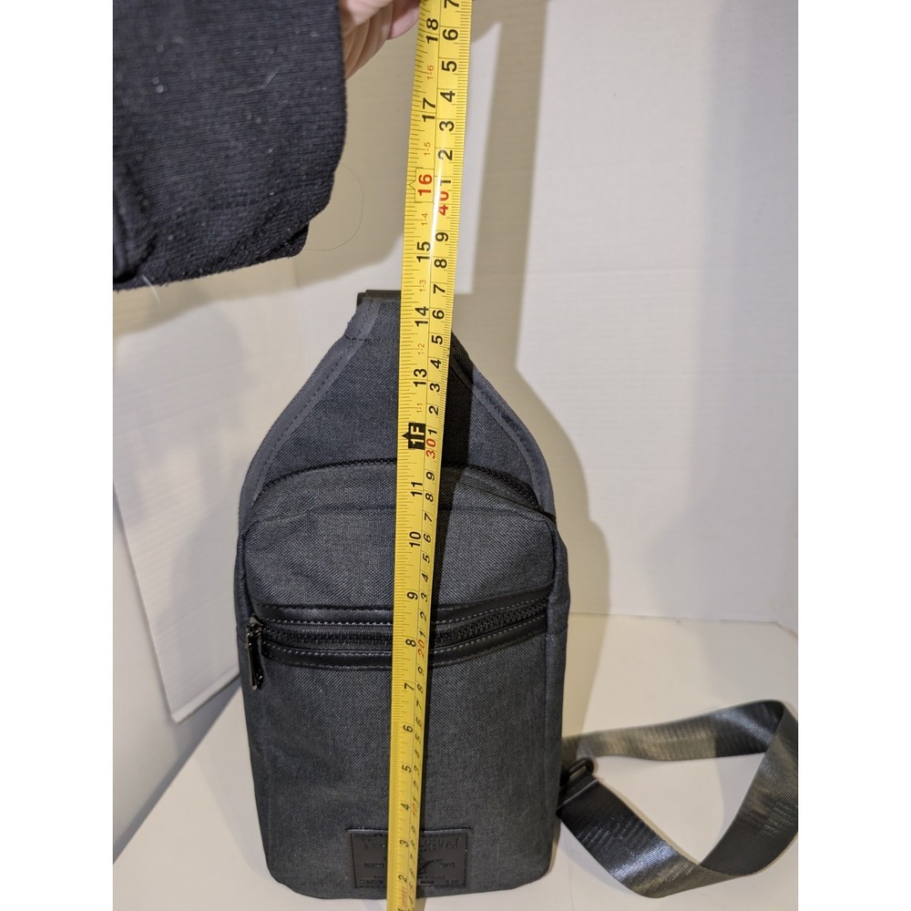 True Religion Crossbody Mens Sling Bag Gray Yeta 2.0 Buddha Logo Adjustable NWOT - Picture 10 of 16
